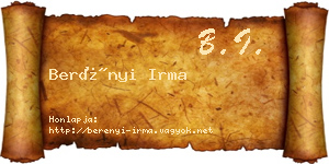 Berényi Irma névjegykártya
