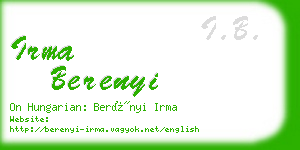 irma berenyi business card